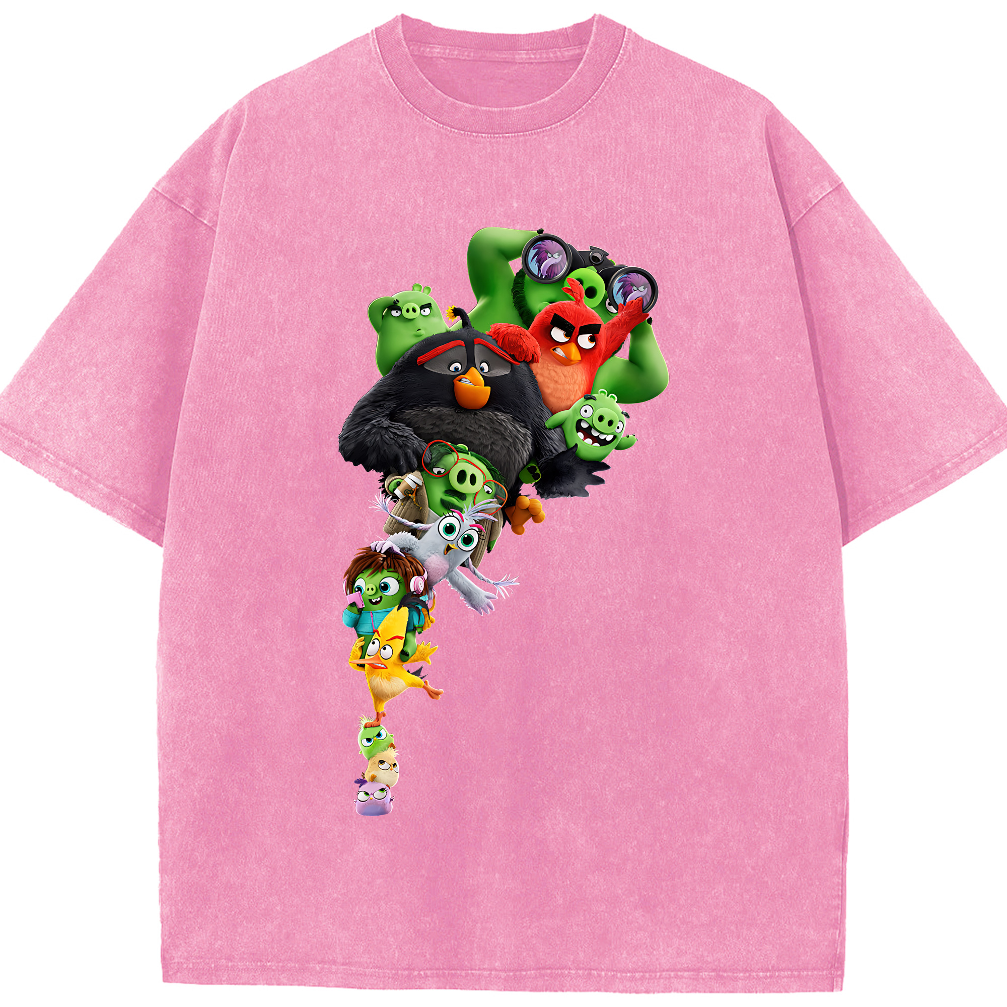 （画像用） Angry Birds アングリーバード 綿100% ヴィンテージ風 半袖Tシャツ（フロントプリント）